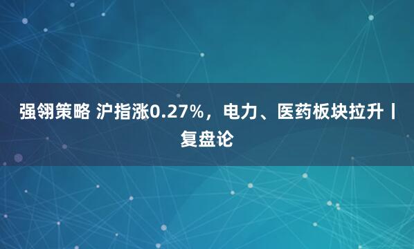 强翎策略 沪指涨0.27%，电力、医药板块拉升丨复盘论