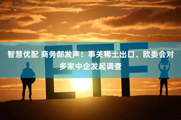 智慧优配 商务部发声！事关稀土出口、欧委会对多家中企发起调查